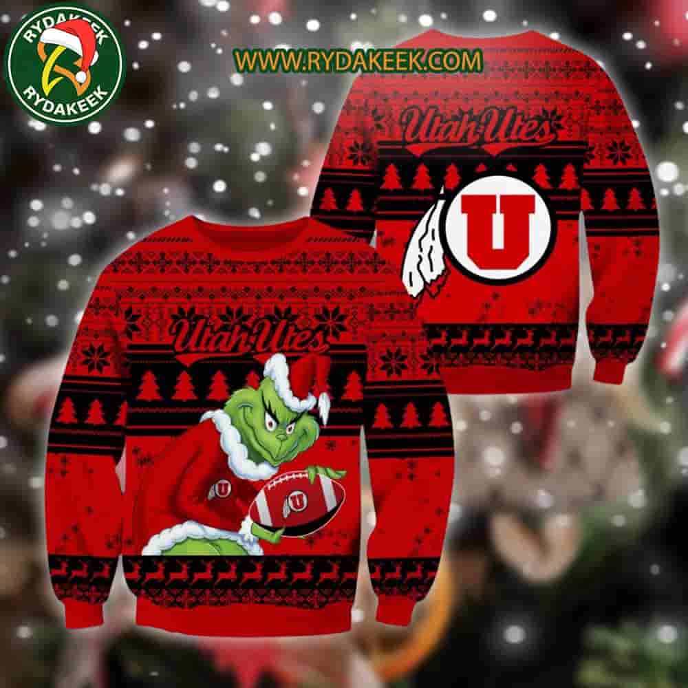 Utah Utes Grinch Xmas College Football NCAA Christmas Ugly Sweater for Holiday Fans Utah Utes Grinch Xmas College Football NCAA Christmas Ugly Sweater for Holiday Fans