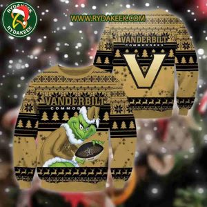 Vanderbilt Commodores Grinch Xmas College Football NCAA Christmas Ugly Sweater for Holiday Fans