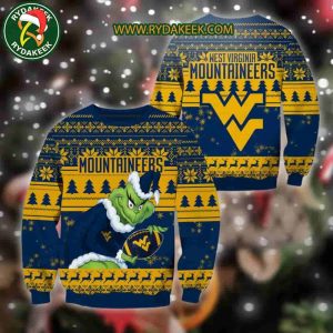 West Virginia Mountaineers Grinch Xmas College Football NCAA Christmas Ugly Sweater for Holiday Fans