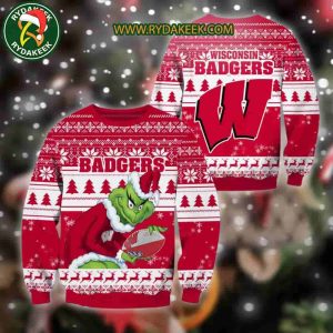 Wisconsin Badgers Grinch Xmas College Football NCAA Christmas Ugly Sweater for Holiday Fans