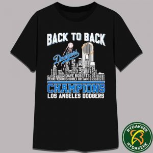 player name city skyline Los Angeles Dodgers MLB Back To Back World Series 2025 Champions T-Shirt